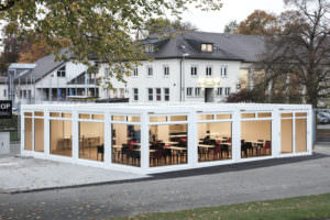 Modulgebäude als VIP Lounge bei SSV Ulm Fußball