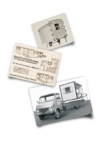 Erste Baustellenwagen und Containerbauten von Karl EBERHARDT